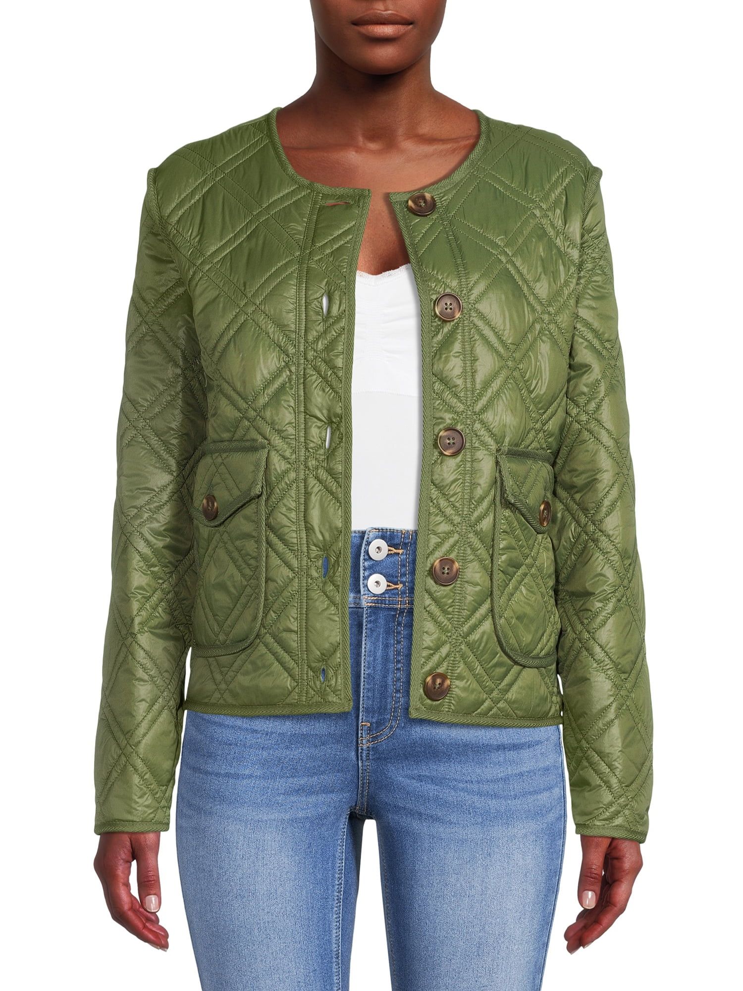 Time and Tru Women's Quilted Jacket - Walmart.com | Walmart (US)