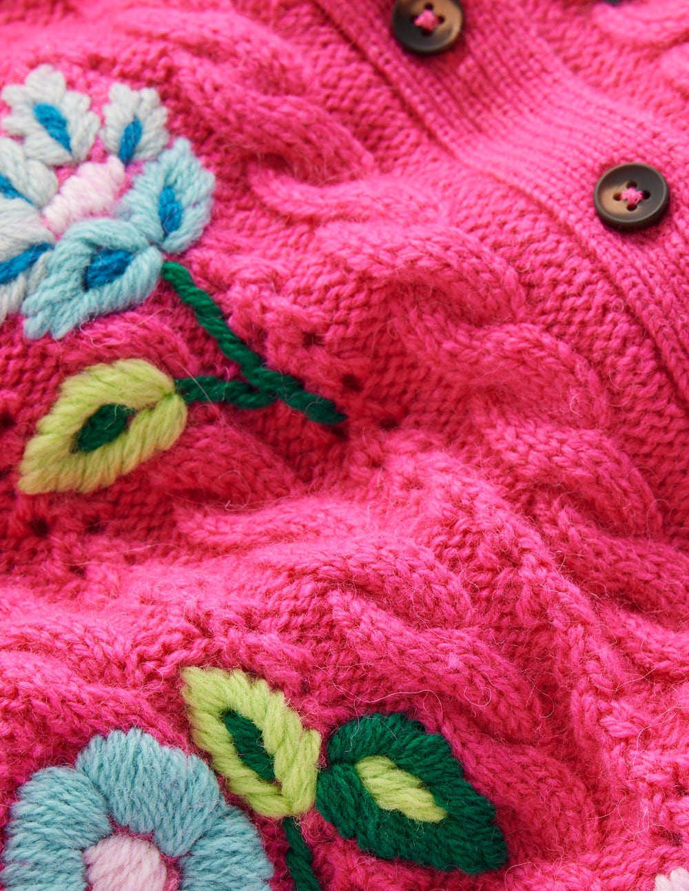 Liv Embroidered Cable Cardigan-Pink Peony | Boden UK