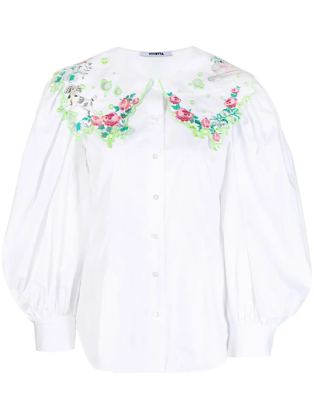 Vivetta embroidered-collar Blouse | White | FARFETCH | Farfetch Global