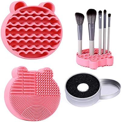 Silicone Makeup Brush Cleaner Mat, 2 in 1Brush Cleaning Mat,Brush Cleaner Pad with Brushes Drying... | Amazon (US)