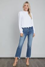 Risen Frayed Hem Non Distressed Straight Leg Jeans | Social Threads