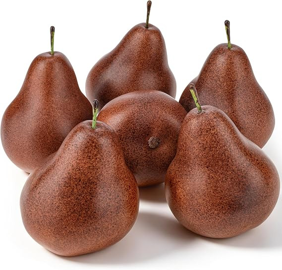 6pcs Artificial Brown Pears, Fake Pear Fruit for Kitchen Decoration | Realistic faux pears plasti... | Amazon (US)