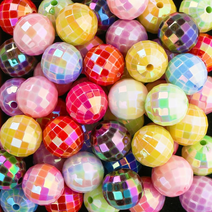 50PCS 16mm Acrylic Beads Colorful Disco Ball Beads Ab Color Bead for Jewelry Making Bracelet Neck... | Amazon (US)