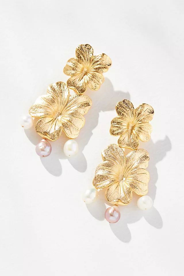 Floral Pearl Drop Earrings | Anthropologie (US)