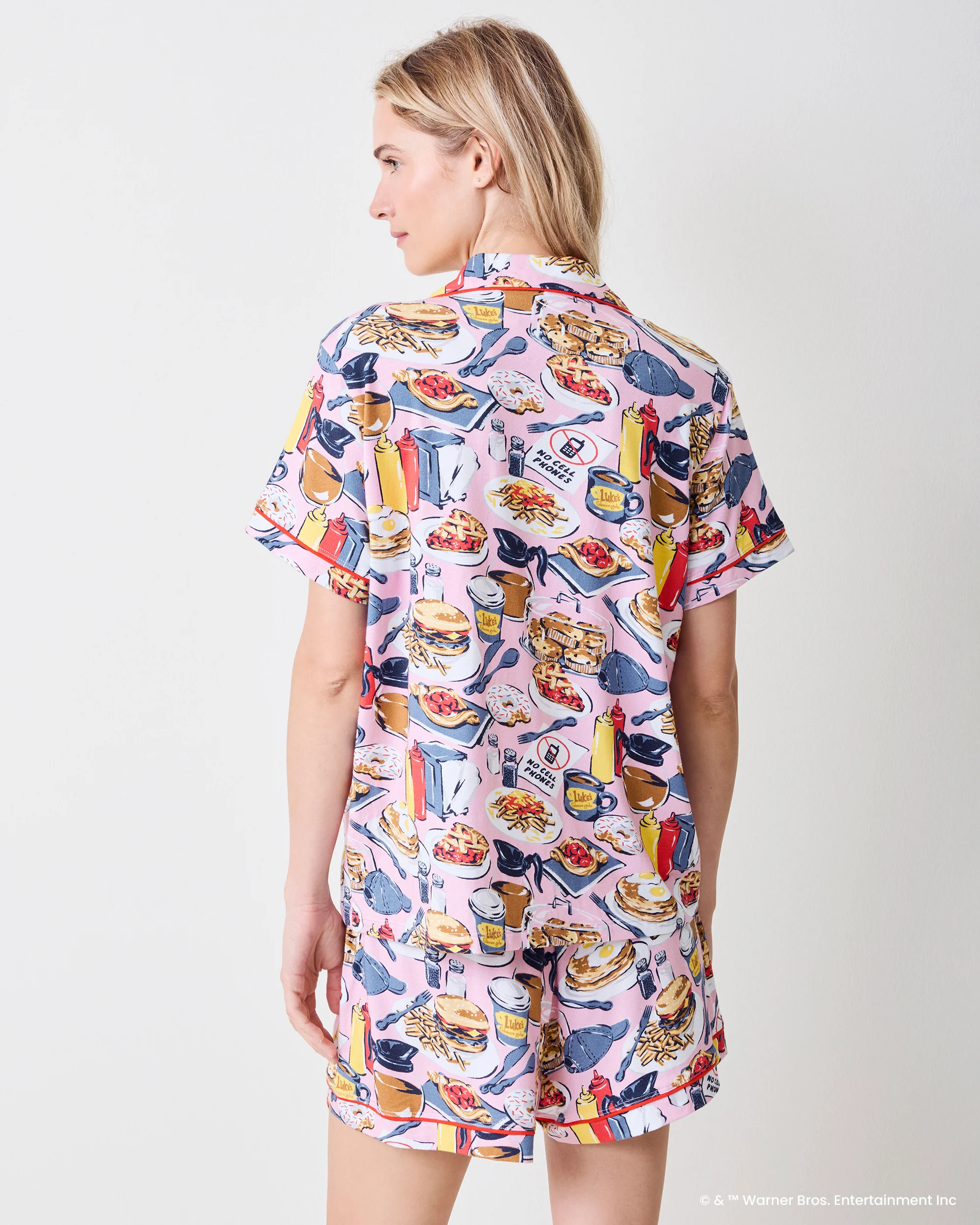 Luke\u2019s Diner - Organic Pima Modal Knit Short PJ Set - Lorelai Pink | Printfresh