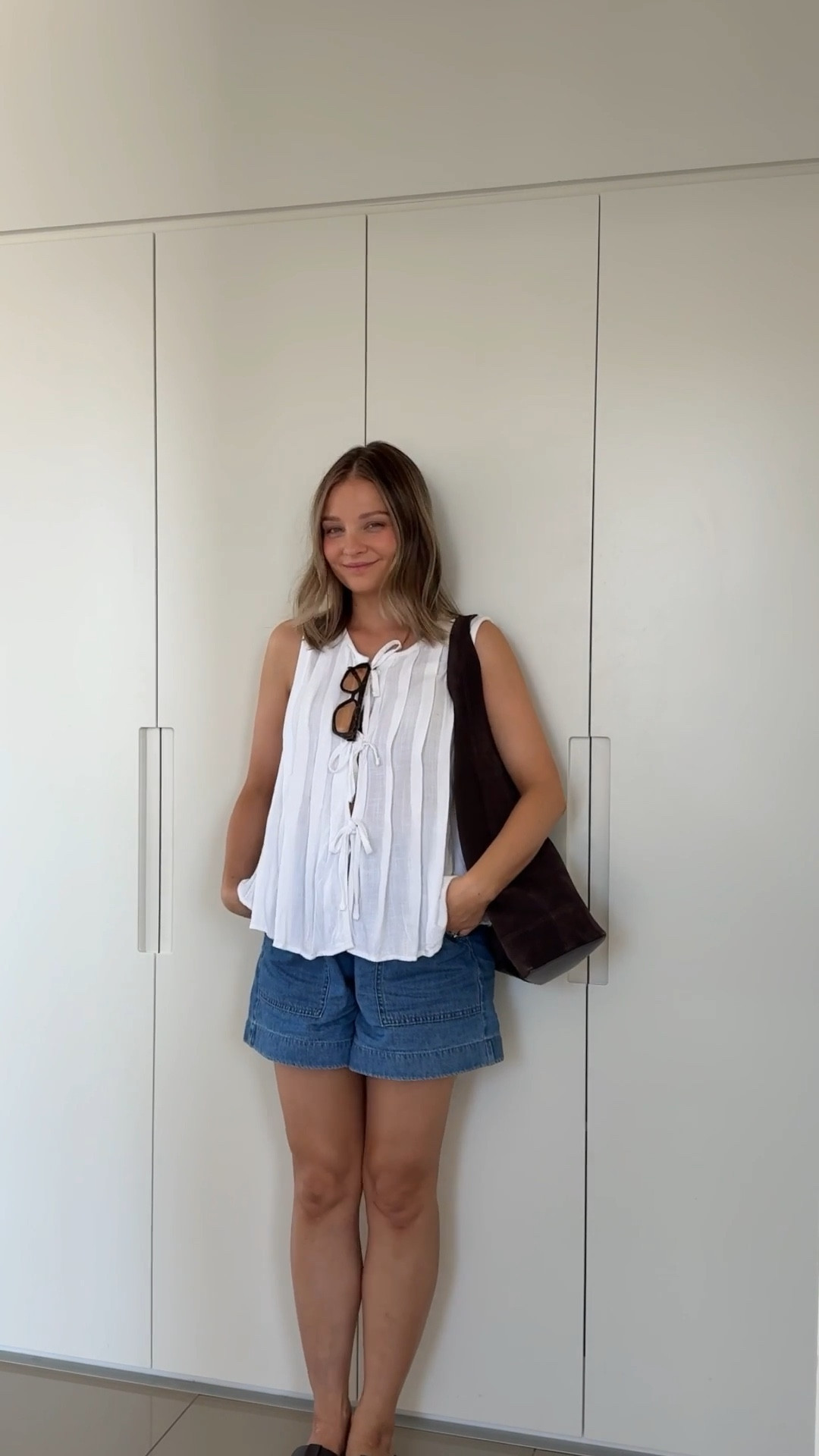 Simple spring style that feels fresh but effortless 🌞 A flowy white top paired with soft denim shorts is one of those outfits you can throw on and still feel put together. Perfect for busy mornings, school runs or a casual weekend out. Easy and mum approved. 
Top and pants are from Kmart but I’ve linked similar pieces I’m loving also 🤍

#LTKFashionMonth #LTKaustralia #LTKspring