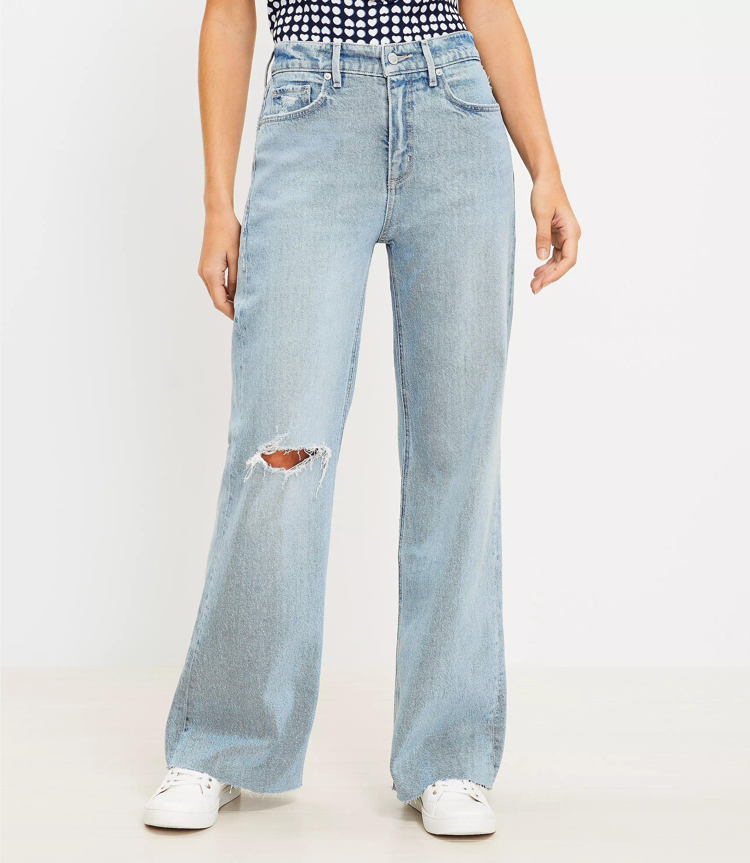 Fresh Cut High Rise Wide Leg Jeans in Light Indigo Wash | LOFT
