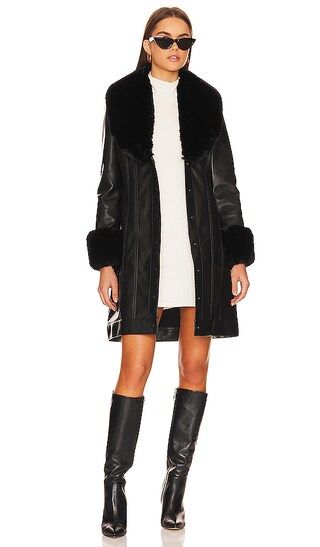 Stari Vegan Leather Faux Fur Coat in Black | Revolve Clothing (Global)