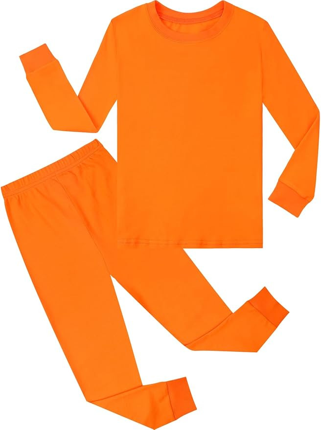 A&J DESIGN Pajamas Set for Kids 2-14 Years, 100% Cotton Solid Color 2 Piece Pjs | Amazon (US)