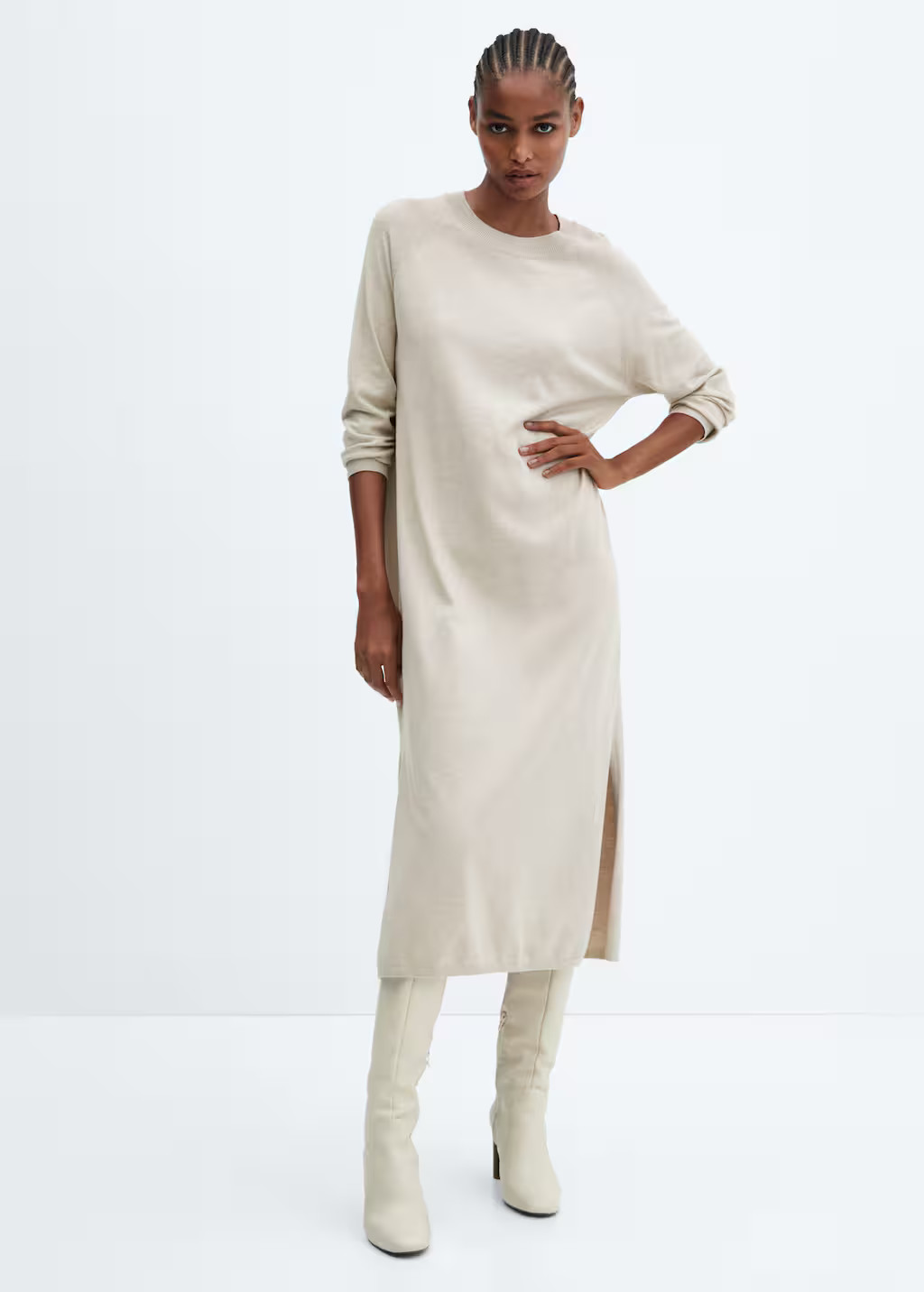 Round neck knitted dress | MANGO (US)