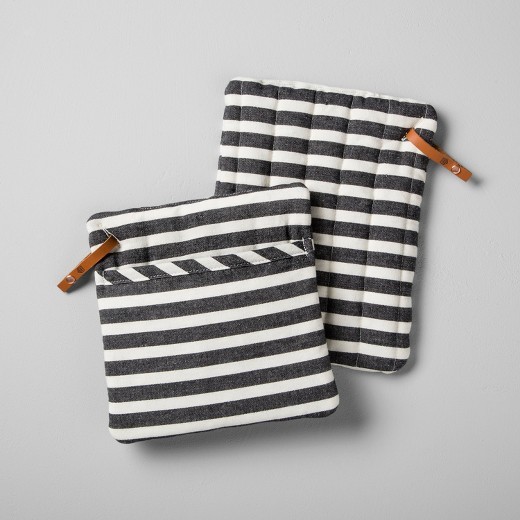Striped Pot Holder (Set of 2) - Black/White - Hearth & Hand™ with Magnolia | Target
