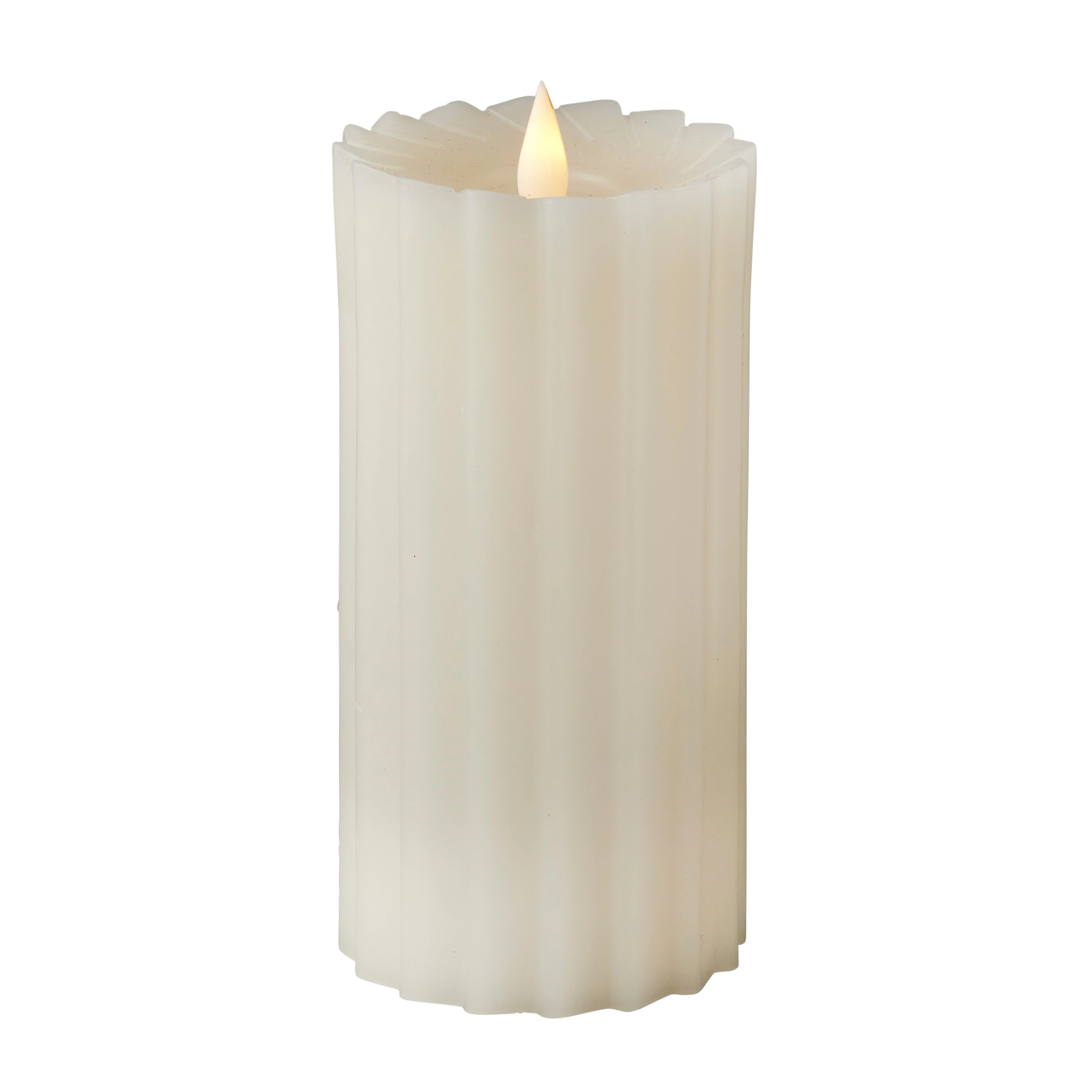 Sutton Fluted Motion Flameless Candle 3x7 Ivory | Overstock