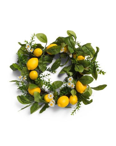 20in Lemons And Daisies Artificial Wreath | TJ Maxx