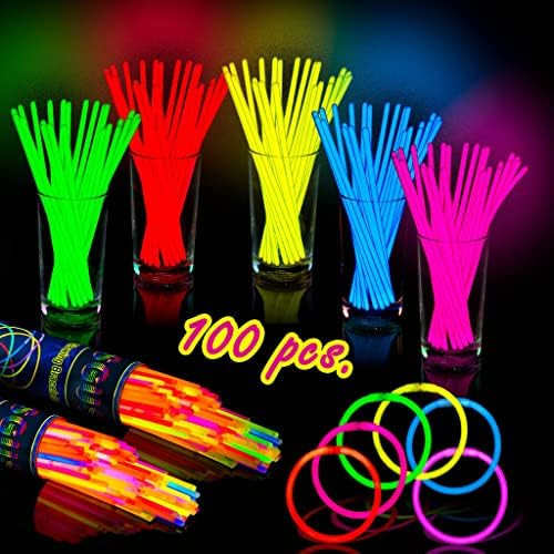 100 Pack Colorful Halloween Glow Sticks - bracelet and Necklaces glow sticks - Great For Glow in ... | Amazon (US)