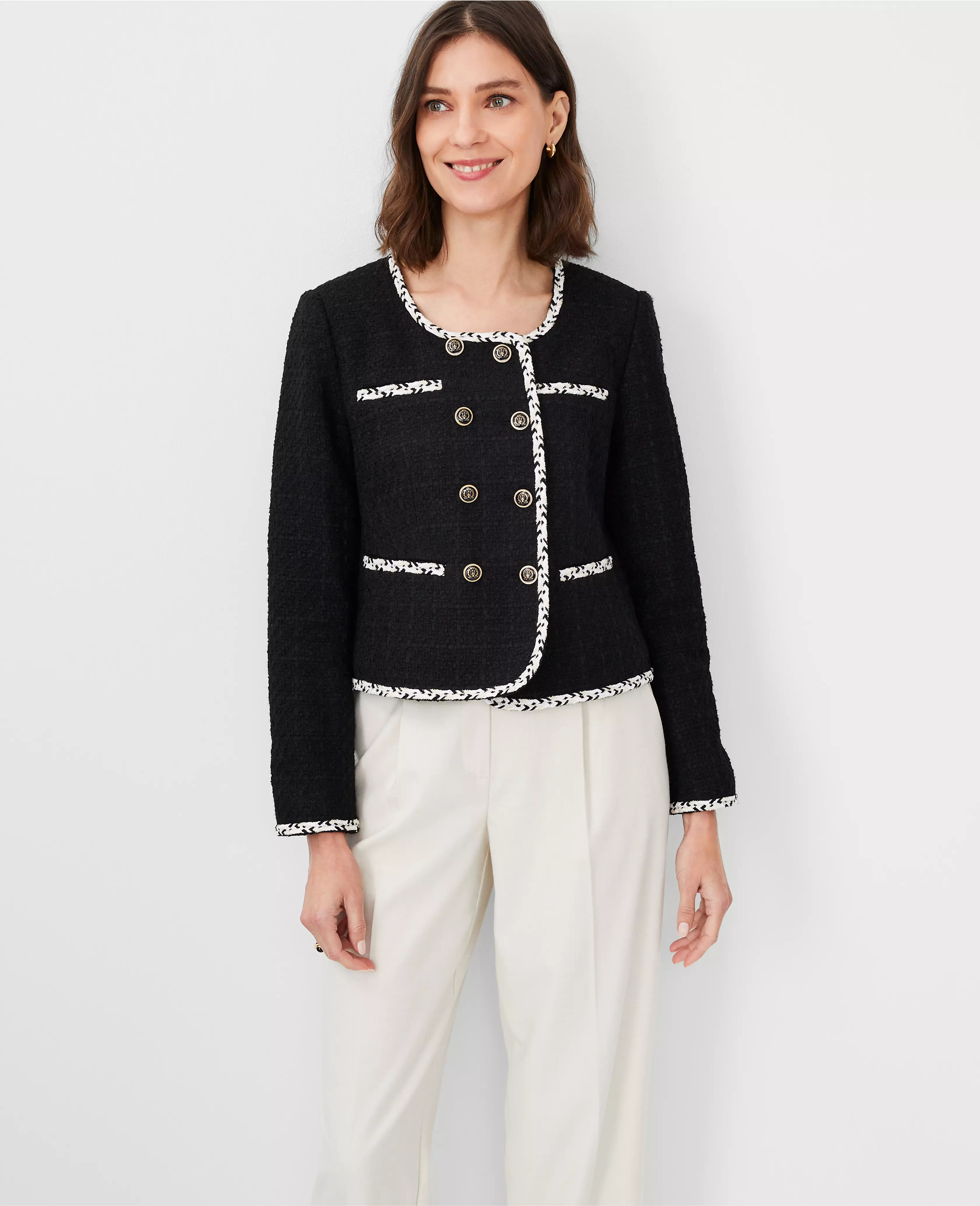 Tweed U-Neck Jacket | Ann Taylor (US)