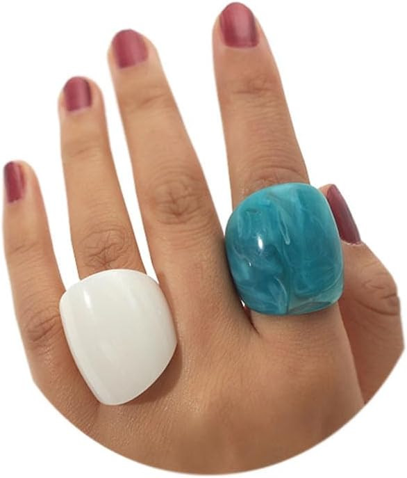 GYRMMUE Multicolor Resin Chunky Rings for Women,Acrylic Plastic Rings Knuckle Finger Rings Cute T... | Amazon (US)