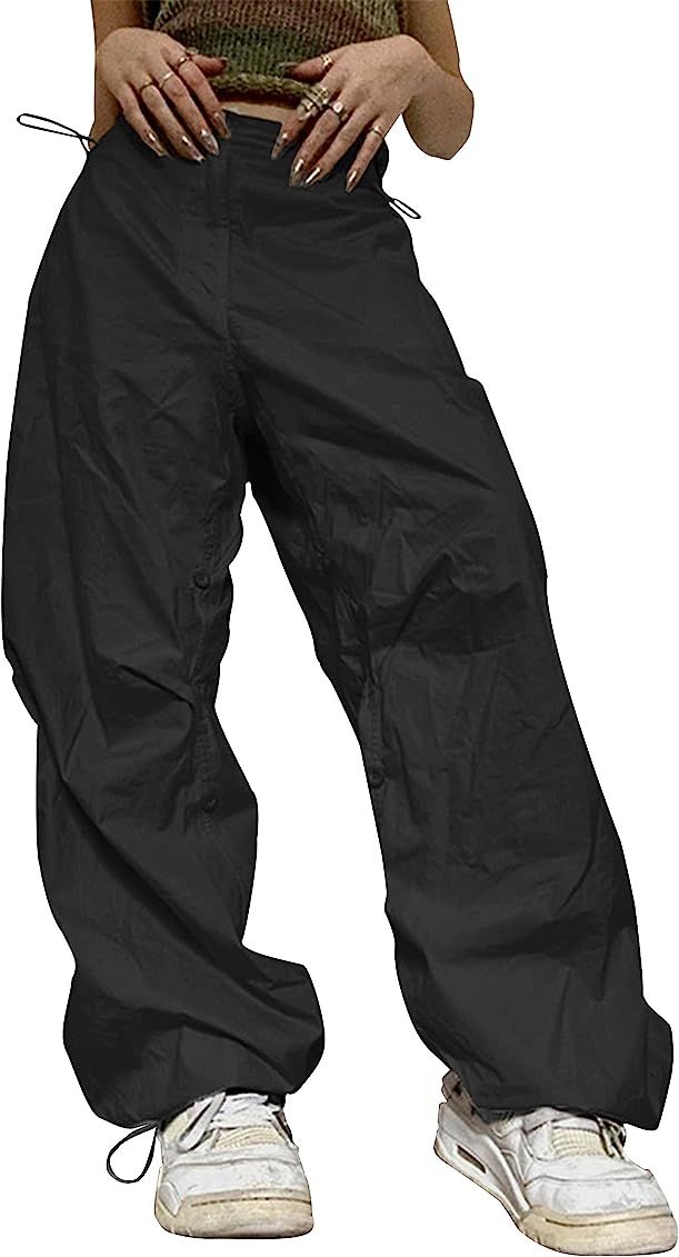 MISSACTIVER Women Baggy Low Waist Drawstring Cargo Pants Oversize Casual Wide Leg Parachute Trousers | Amazon (US)