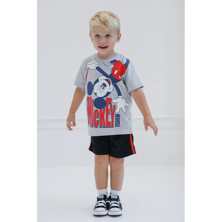 Disney Mickey Mouse Toddler Boys T-Shirt and Mesh Shorts Outfit Set Infant to Little Kid | Walmart (US)