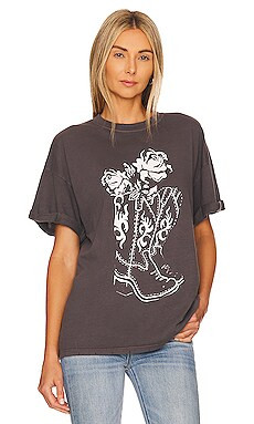 Girl Dangerous Boots & Roses Tee in Vintage Black from Revolve.com | Revolve Clothing (Global)