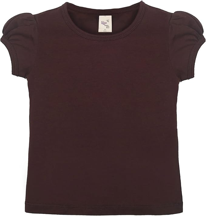 Lilax Girls' Basic Short Puff Sleeve Round Neck Cotton T-Shirt | Amazon (US)