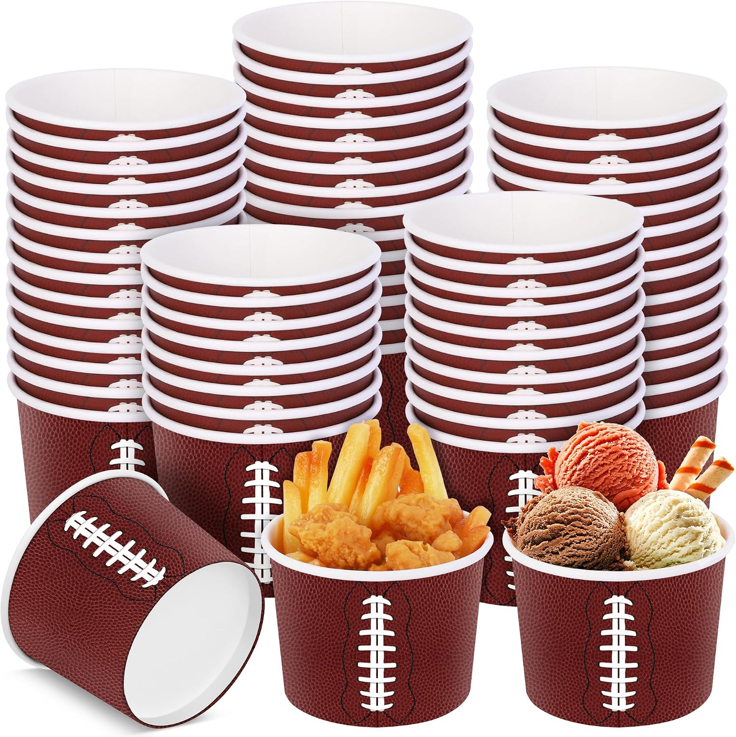 50 PCS Football Bowls, 8 OZ Paper Snack Bowls Party Favors Decor | Amazon (US)