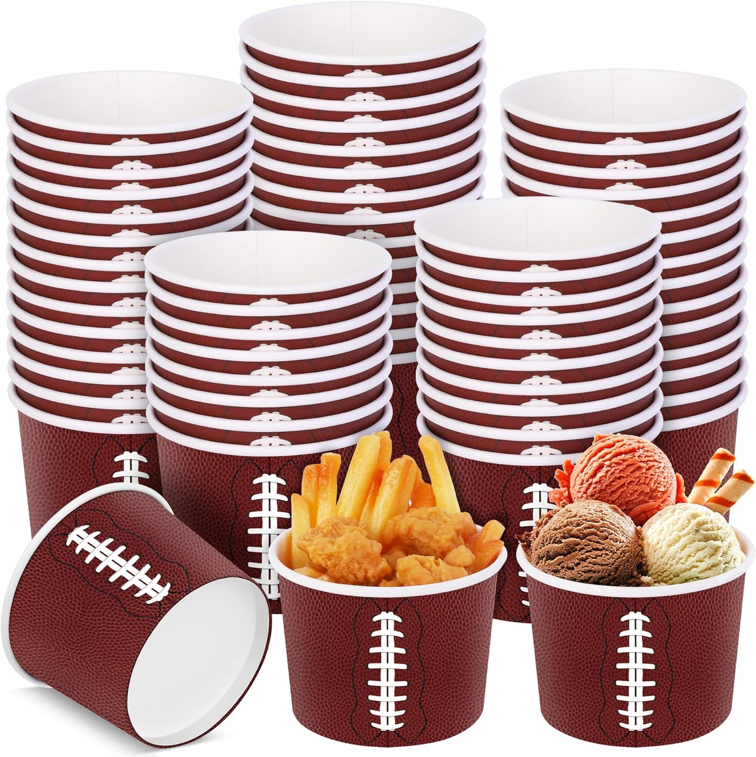 Shojoy 50 Pieces Football Snack Bowl 8oz Ice Cream Bowls for Snacks and Favors Football Ball Serv... | Amazon (US)