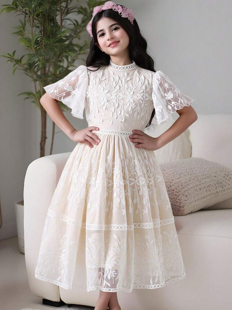 SHEIN Tween Girl Elegant Lace Birthday Party Princess Dress | SHEIN