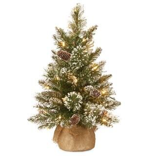 2ft. Pre-lit Glittery Bristle® Pine & Burlap Artificial Christmas Tree, Warm White LED Lights | Michaels Stores