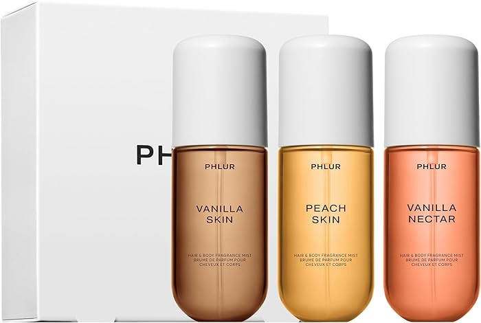 PHLUR Vanilla Peach Trio ($75 Value) - Exclusive 3pc Travel Size Body Mist Set ft. Vanilla Skin, ... | Amazon (US)