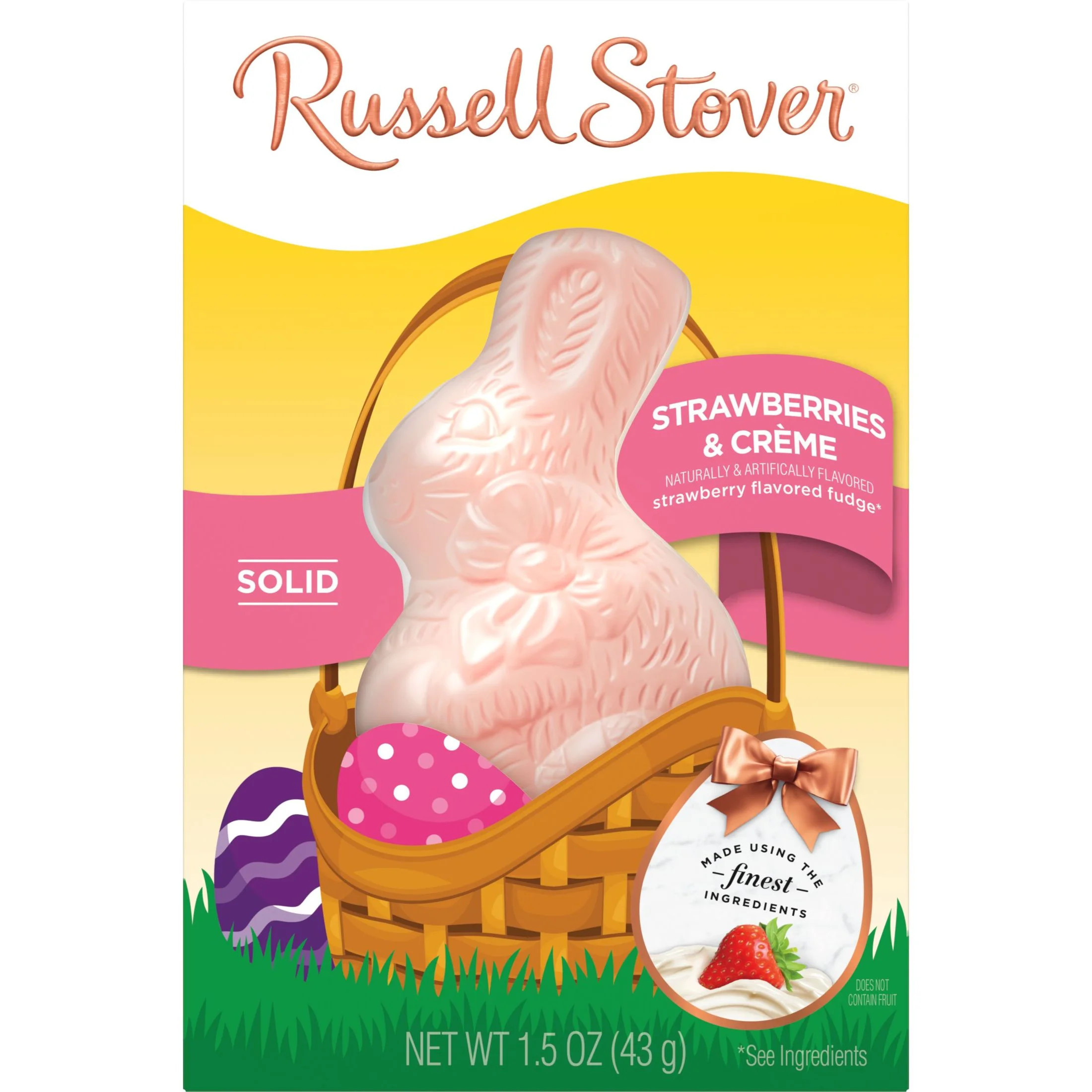 RUSSELL STOVER Easter Bunny Solid Strawberries & Crème Fudge Candy Rabbit, 1.5 oz. | Walmart (US)