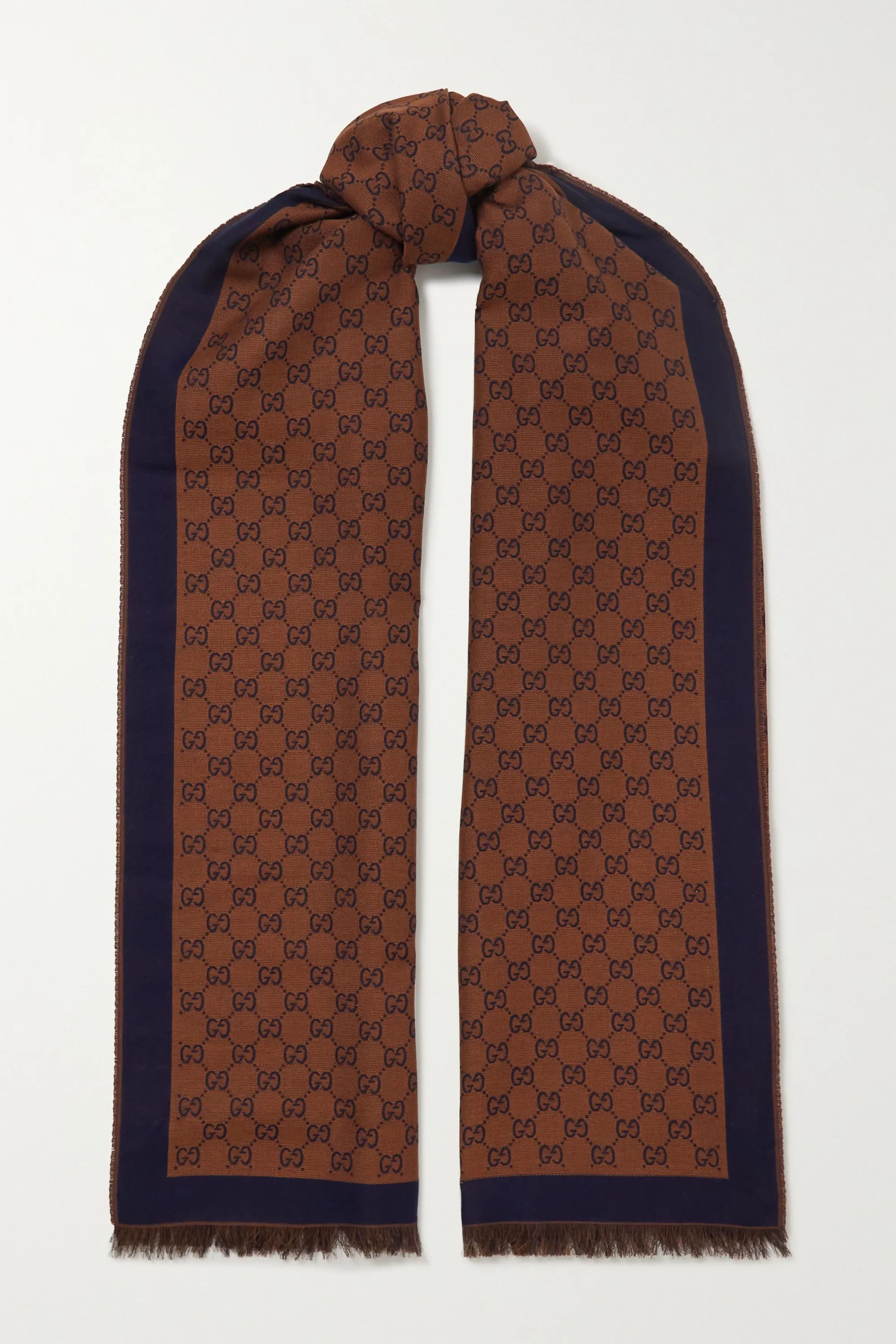 Brown St Lady Jammie cotton-jacquard scarf | Gucci | NET-A-PORTER | NET-A-PORTER (UK & EU)