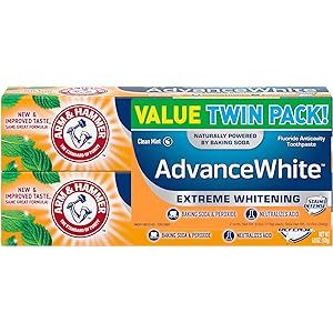 ARM & HAMMER Advanced White Extreme Whitening Toothpaste, TWIN PACK (Contains Two 6oz Tubes) -Clean  | Amazon (US)