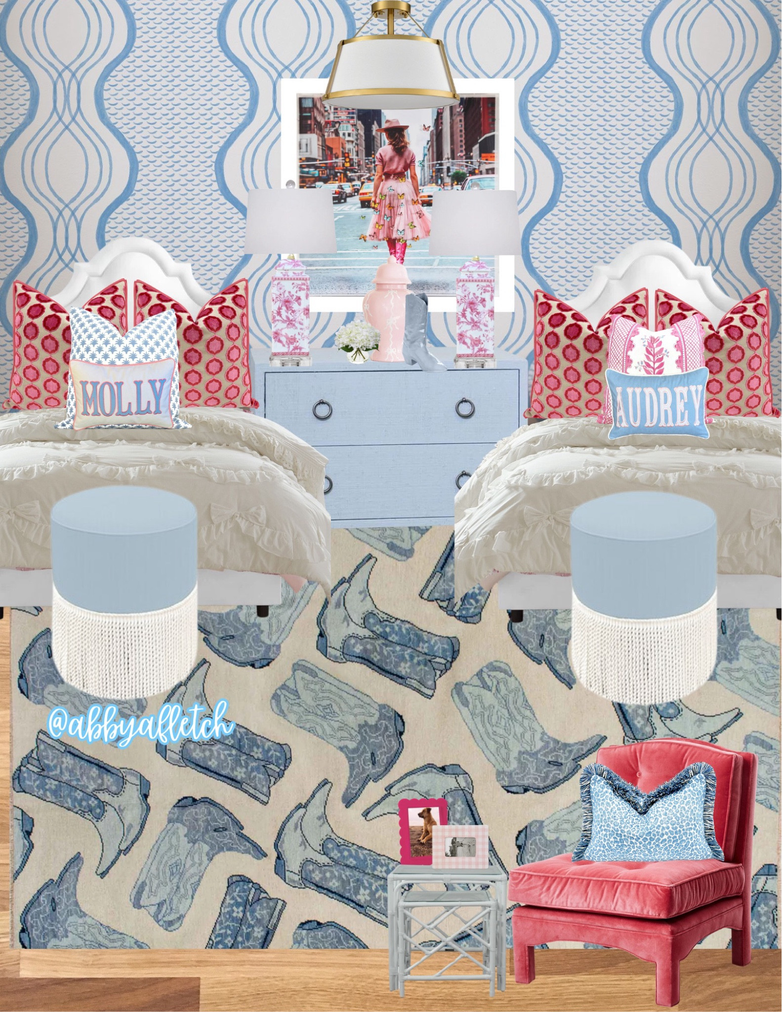 blue and pink preppy cowgirl room💕🩵 

#LTKBaby #LTKHome #LTKKids