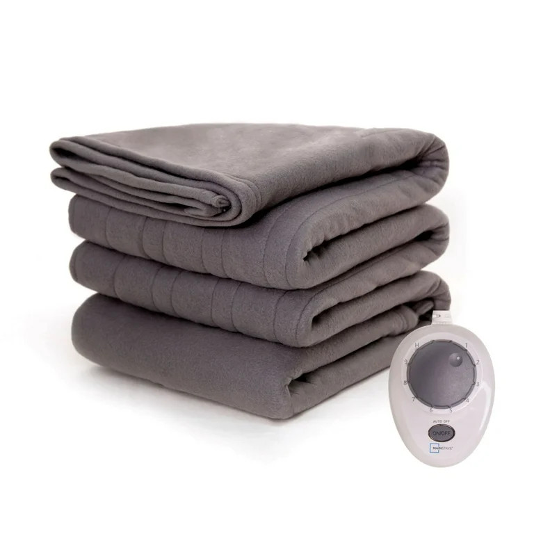 Mainstays Soft Fleece Electric Heated Blanket, Gray, Twin, 62"x84", 1 controller, all ages | Walmart (US)