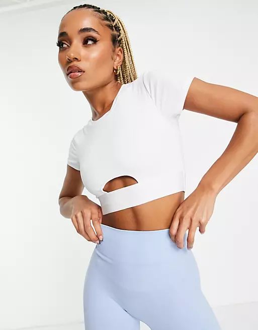 HIIT crop t-shirt with cut out in white | ASOS | ASOS (Global)