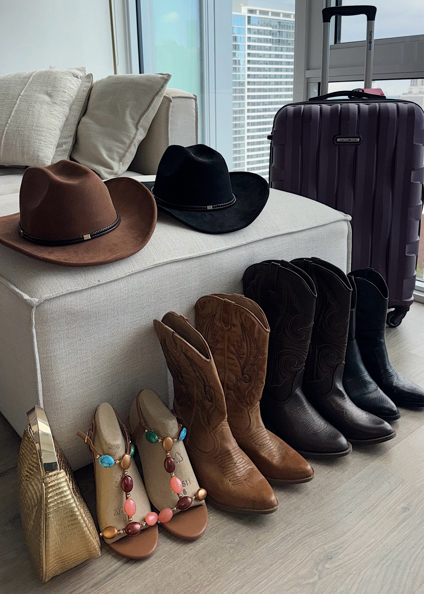 Accessories I packed for a Nashville wedding! Cowboy boots & western heels perfect for a country concert or festival.

Bag is from Zara, adding similar 