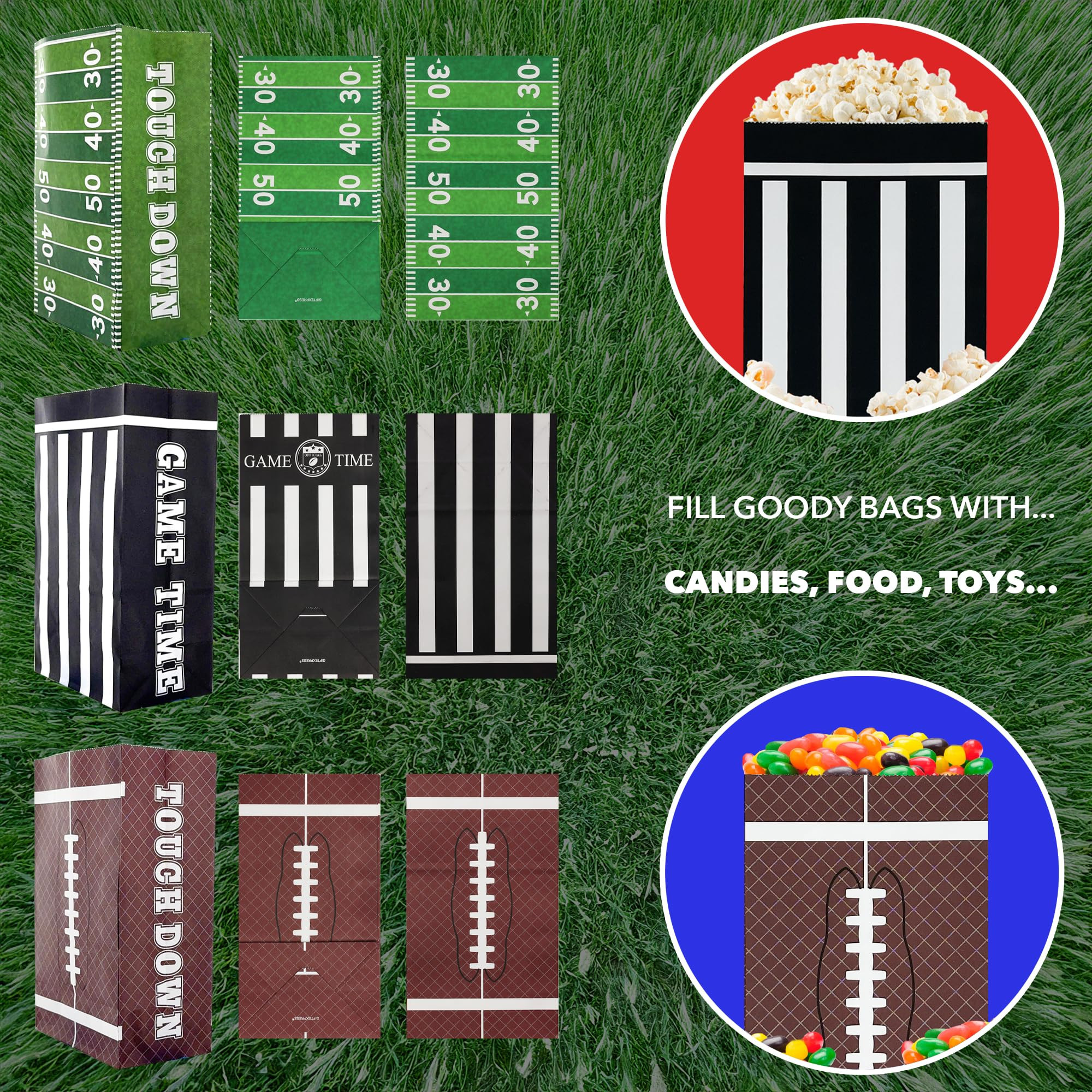 GiftExpress 36 Pack Football Party Gift Bags - Snack & Treat Paper Goody Bags for Birthday, Popco... | Amazon (US)