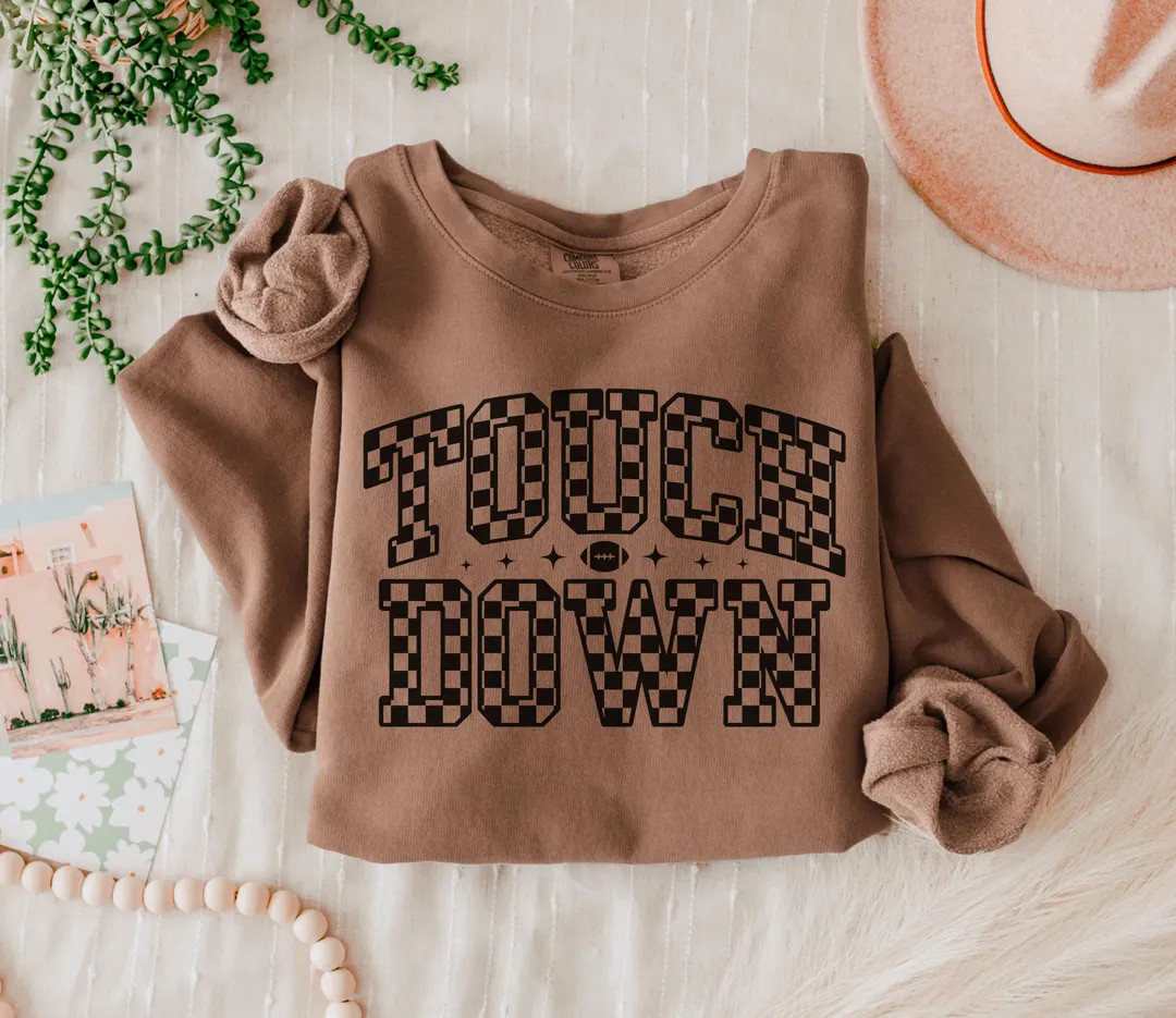 Comfort Colors Football Sweatshirt, Touchdown Sweater, Gameday Crewneck, Football Fan Gift, Sport... | Etsy (US)