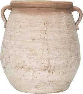 Creative Co-Op Large Orange & Whitewashed Terracotta Urn, 14 Inch High, Orange | Amazon (US)