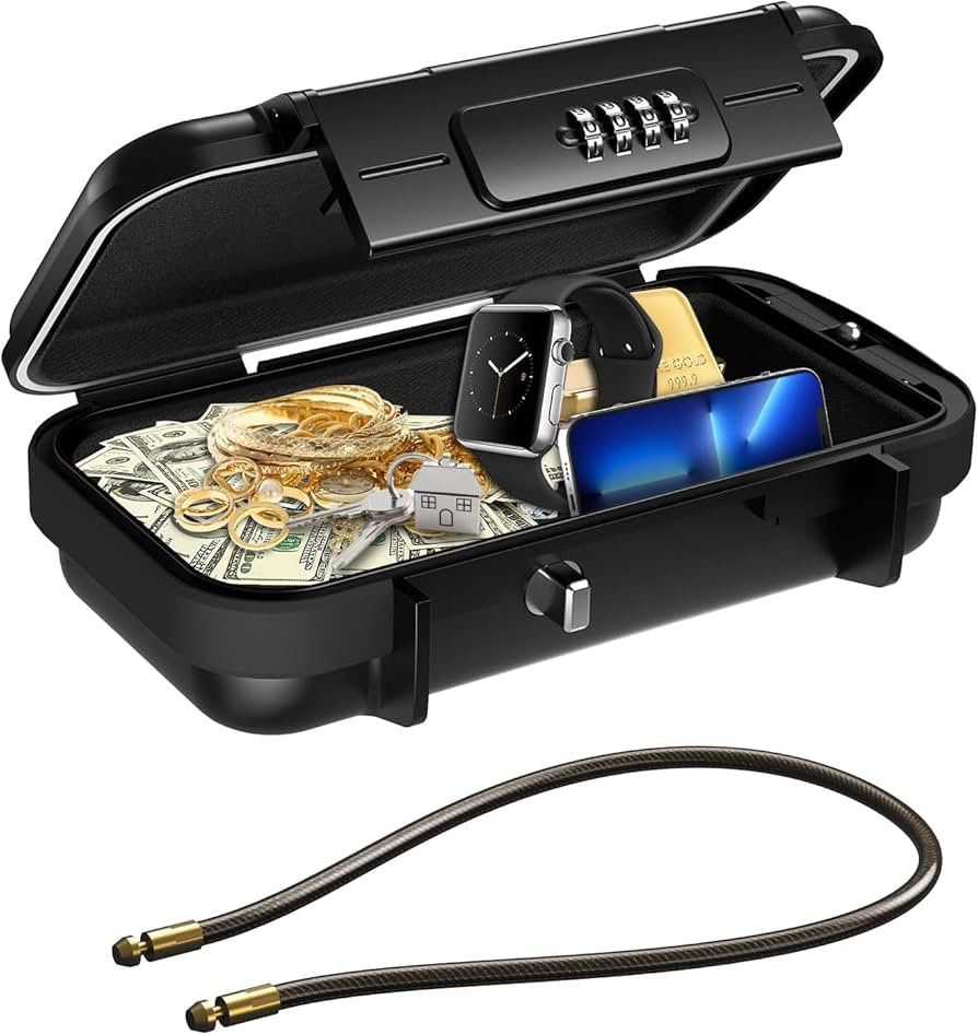 AMIR Portable Safe Box, Combination Security Case LockBox with Code, Waterproof Anti-Theft Mini T... | Amazon (US)
