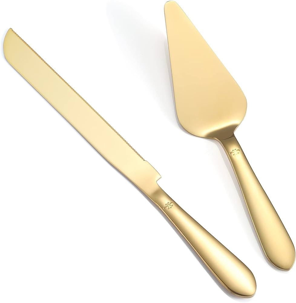 Cake Cutting Set for Wedding, Elegant Knife and Server with Thickened Stainless Steel Rounded Edg... | Amazon (US)