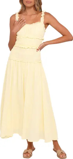 Petal & Pup Enola Shirred Ruffle Trim Midi Dress | Nordstrom | Nordstrom
