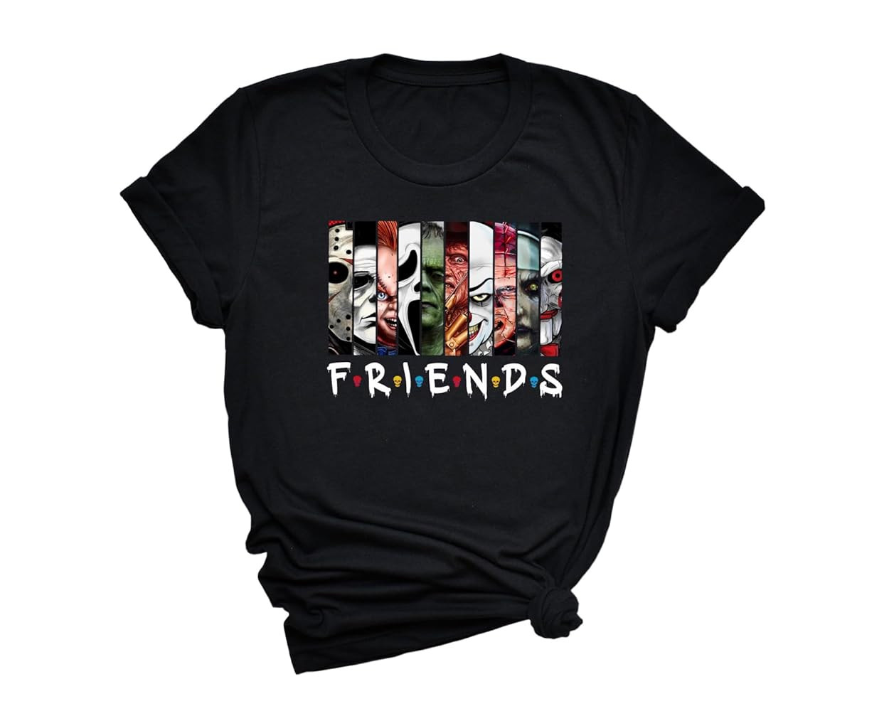 Friends Halloween Shirt, Spooky Season Tshirt, Horror Movie Killers T-Shirt, Scary Friends Tees, ... | Amazon (US)
