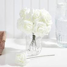 12pcs/set Artificial Rose Stem, Plastic White Faux Rose Bouquet, For Home Decor | SHEIN