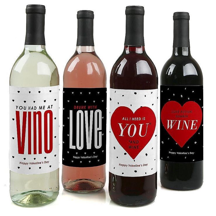 Big Dot of Happiness Valentine's Day Gift for Women and Men - Wine Bottle Label Stickers - Set of... | Target