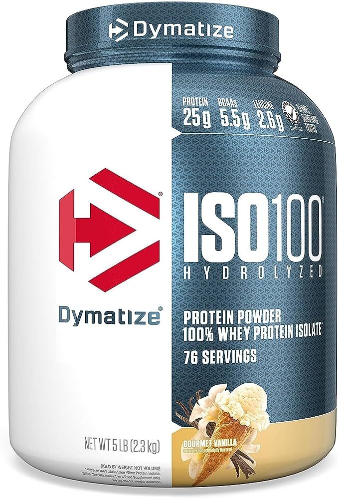 Dymatize ISO 100 Protein Powder with 25g of Hydrolyzed 100% Whey Isolate, Vanilla 5 Pound, Packag... | Amazon (US)