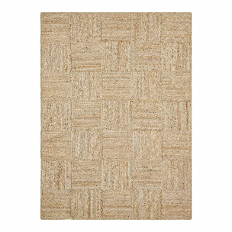 Beautiful Natural Jute Square Check Indoor Area Rug by Drew Barrymore, 5' x 7' | Walmart (US)