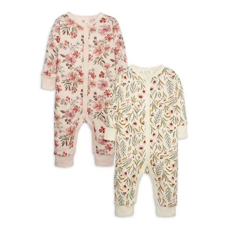Modern Moments by Gerber Baby Girl Coveralls, 2-Pack, Sizes Newborn-12 Months | Walmart (US)