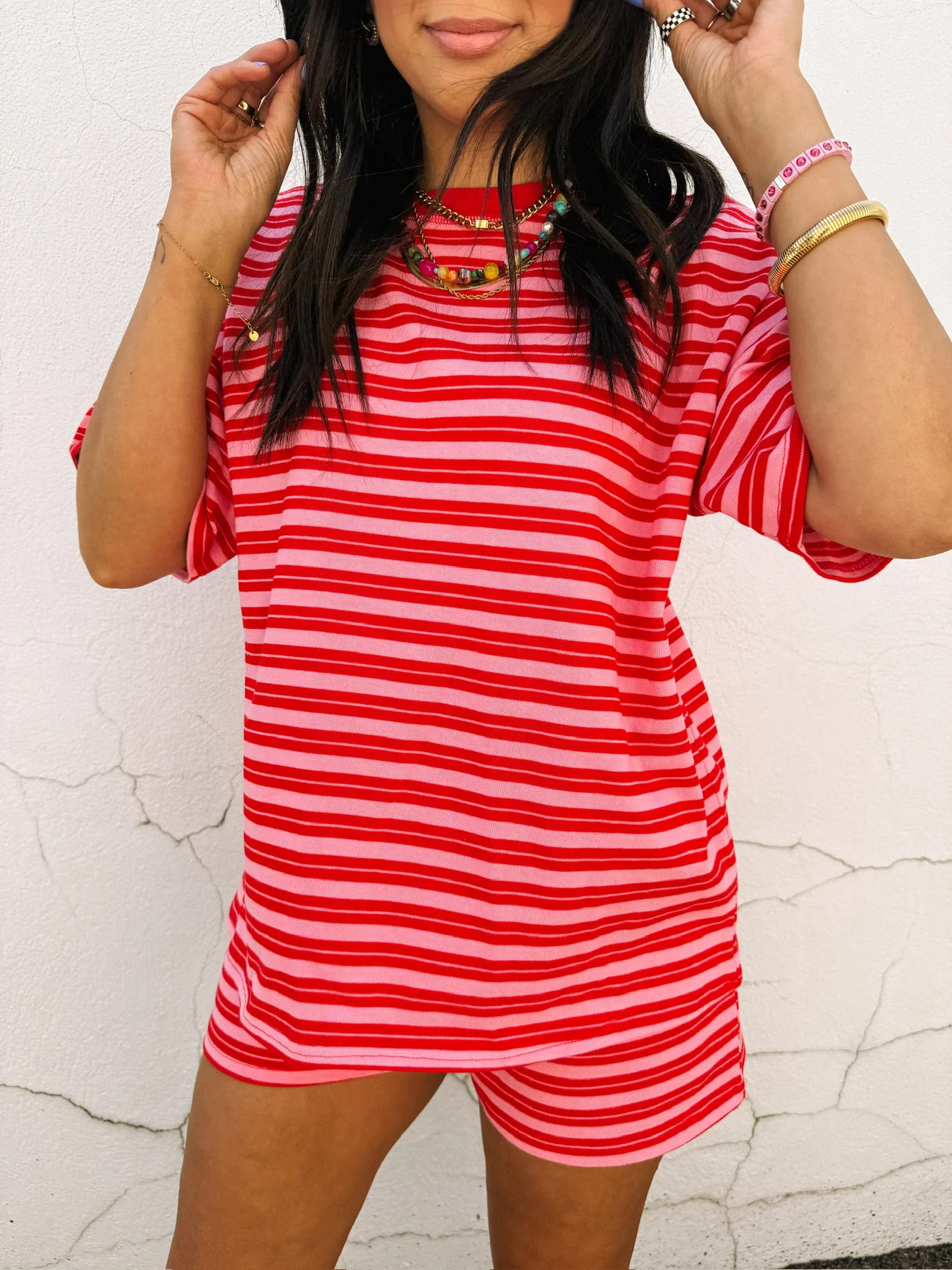 jump in the line top - pink / red | Etta+East