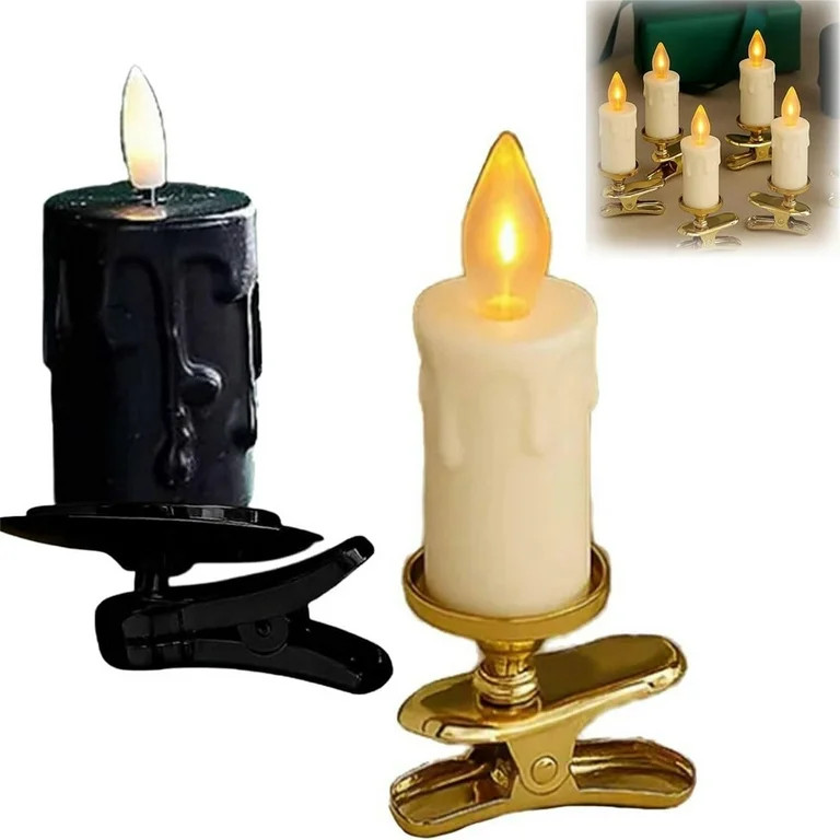 LED Clip-On Candles, Flameless Flame-Shaped Christmas Tree Lights With Adjustable Clips, Battery-... | Walmart (US)